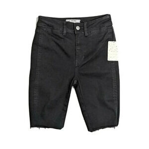 Free People Black So Chic Denim Biker Shorts 25